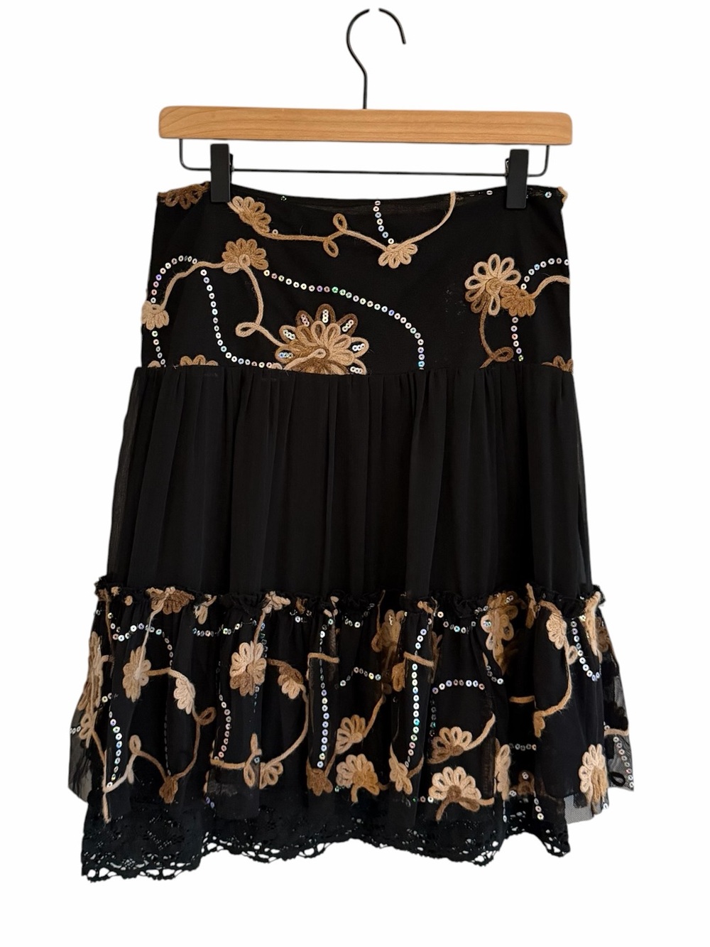 Vintage Y2K Michel USA Whimsigoth Layered Skirt Size S Embroidered Boho Festival